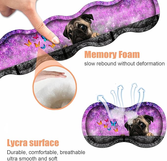 Ergonomic Keyboard Wrist Rest & Mouse Pad Wrist Rest Set, Large XXL Gaming Desk Mat 31.5"x 11.8" with Non-Slip Base, Memory Foam, Easy Typing Pain Relief for Home & Office, Cute Pug and Butterfly