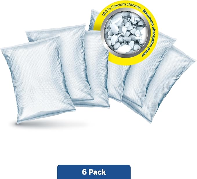 HUMYDRY Moisture Absorbers Refills for 8.8 Oz Dehumidifier, Pack of 6 Unscented Humidity Absorber Bags, Non Electric Refill Pack for Closets Bedrooms Bathrooms Laundry Rooms and Small Enclosed Spaces