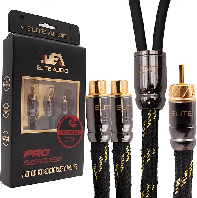 Elite Audio Pro Series 1.5 ft. 100% OFC Copper RCA Cable Y-Adapter - Single Male to Dual Female RCA - Enhanced Sound, Reduced Interference & Versatile Compatibility (Model: EA-PROY2F)