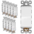 LIDER Matte White Minimalist Design Decorator Switch, Frameless Paddle Wall Light Switch, On/Off Rocker Switch, Single Pole, Residential Grade, UL Listed, 3 Wire, 15A 120-277VAC, 10 Pack