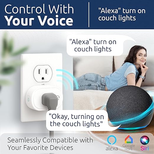 eKyro Smart Plug Energy Monitoring | Compatible with Alexa, Google Home Assistant, iPhone, Siri, Android, Power Tracking 15A 1800W, No Hub Required Energy Monitoring Outlet (Energy Monitoring, 4)