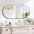 GLASHOM Beveled Edge Frameless Bathroom Mirror, Oval Wall Mirror for Over Sink, 20" x 40" Modern Decorative Vanity Mirror for Bedroom, Living Room,Entryway, Hanging Mirror Horizontal or Vertical