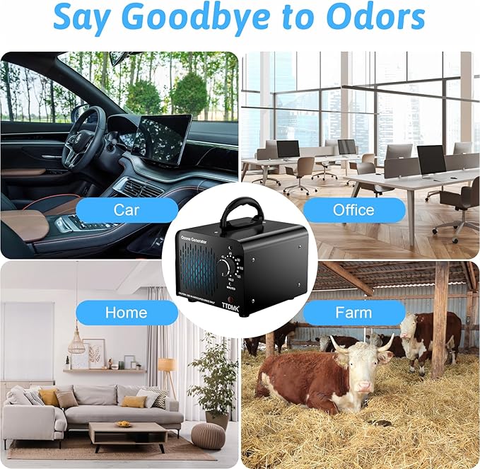 Ozone Generator 68,000mg/h, Commercial Ozone Machine Odor Removal, High Capacity Ozone Machine, Home Ozone Generator for Car, Home, Smoke, Pet, etc (Black) - by TTDMK