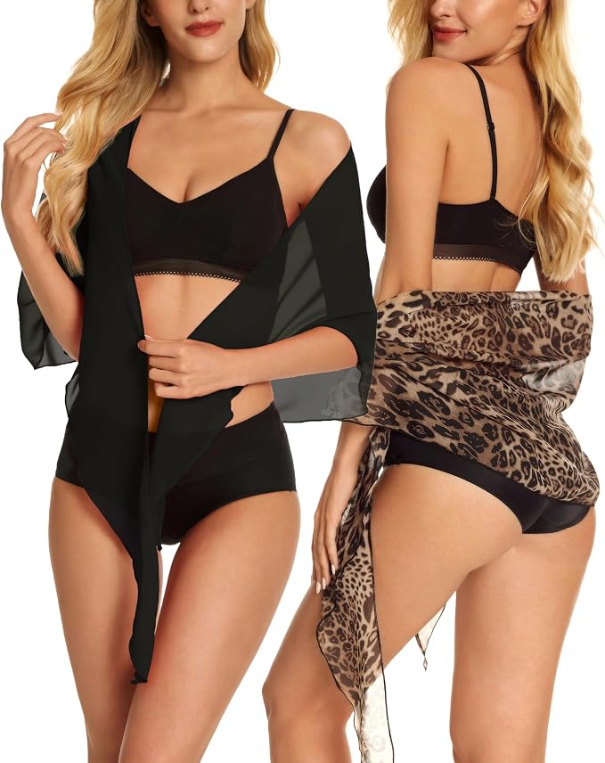 CHICGAL 2 Pieces Women Beach Sarong Bathing Suit Wrap Skirt Sheer Bikini - Image 2