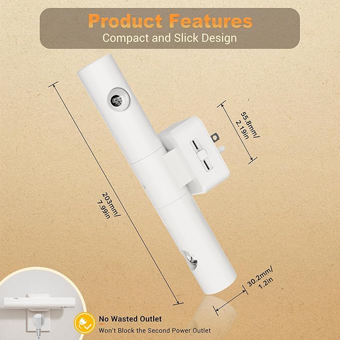 JandCase LED Night Light, Modern Night Lights Plug into Wall, Soft White 3000K,0-100LM Adjustable Brightness with Dusk-to-Dawn Sensor, Dimmable Night Lights for Bathroom, Hallway, Bedroom,Stairway