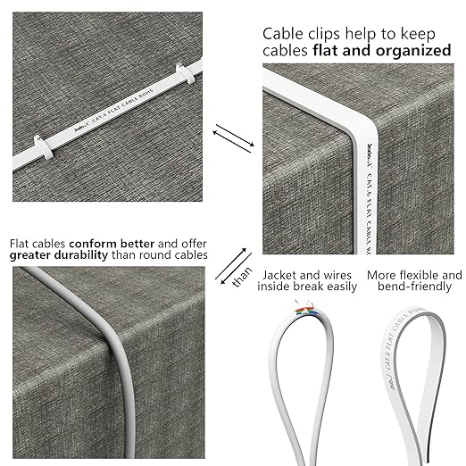 Jadaol Cat 6 Ethernet Cable 150 ft, 10Gbps Support Cat8 Cat7 Network, Flat RJ45 - Image 5