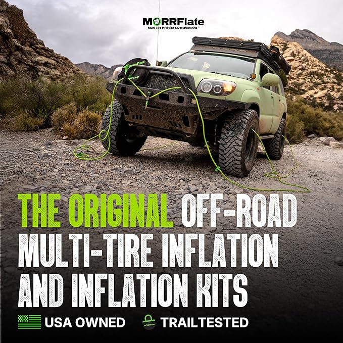 MORRFlate Air Hub + Air Hub Hoses Quad 125" Wheelbase 4 Tire Inflation Deflation System with Air Hub Automatic Digital PSI Controller High-Flow Solenoids Fast Efficient Multi Tire Inflation Deflation