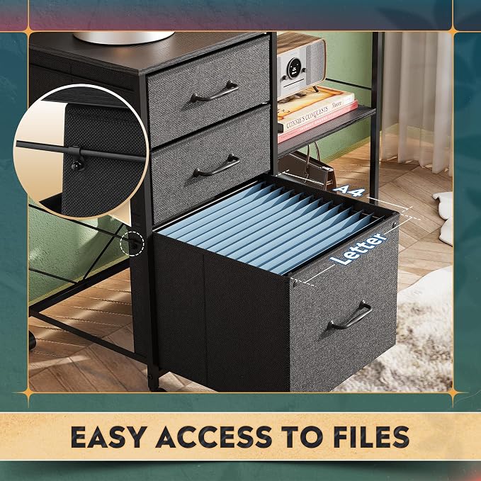 DEVAISE 3 Drawer Mobile File Cabinet, Rolling Printer Stand - Image 5