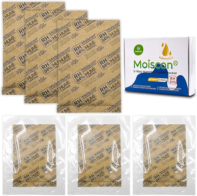Wisesorb 84% Two-Way Humidity Control Packs for Storing 1 lb – Size 60 – 10 Pack – Seasoning Packets Moisture Control Packets Individually Wrapped, Humidifier Packs for Season Wood Humidifier Boxes