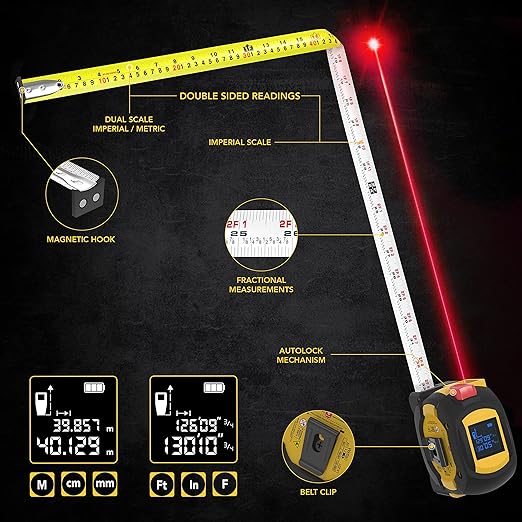 LEXIVON 2 in 1 Digital Laser Tape Measure | 130ft/40m Laser Distance Meter - Image 3