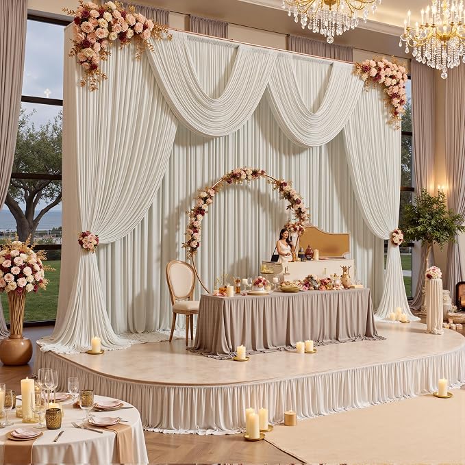 10ft x 15ft Beige Backdrop Curtains - Image 2