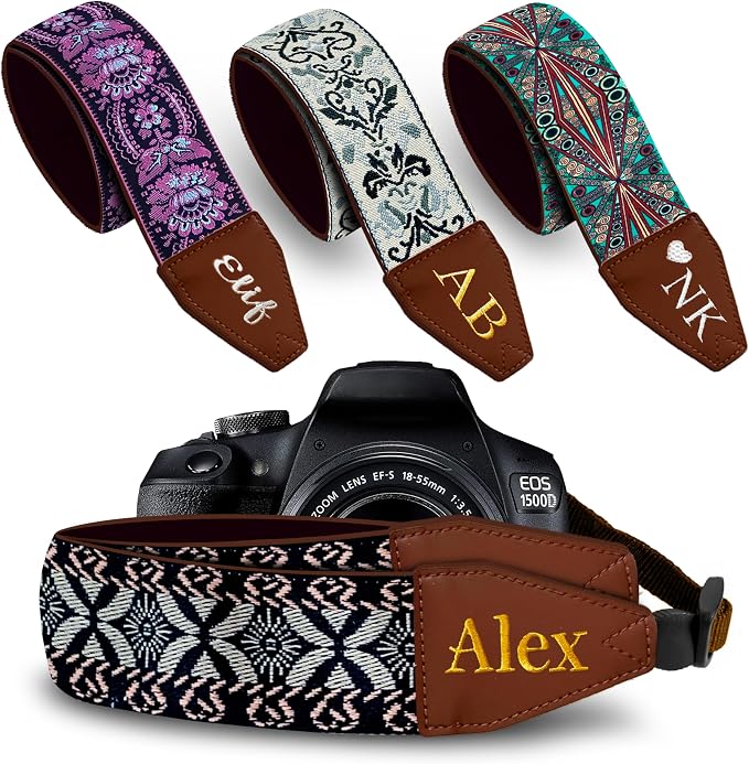 Art Tribute Custom Camera Strap Golden Embroidey by ArtTribute