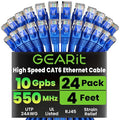 GEARit Cat 6 Ethernet Patch Cable 4 ft Blue, Cat 6 High Speed 24AWG 10Gbps RJ45 by GEARit