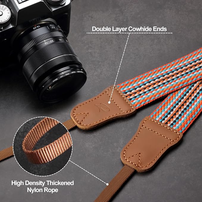 Padwa Lifestyle Striped Orange Camera Strap - Image 5