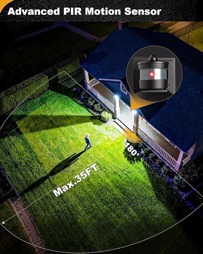 LTBLIGHT 2-Pack Motion Sensor Outdoor Lights, Modern Black Dusk to Dawn Porch Light Lanterns with 4 Modes, Waterproof Exterior Lighting for House, Patio, Garage, Front Door, 120V