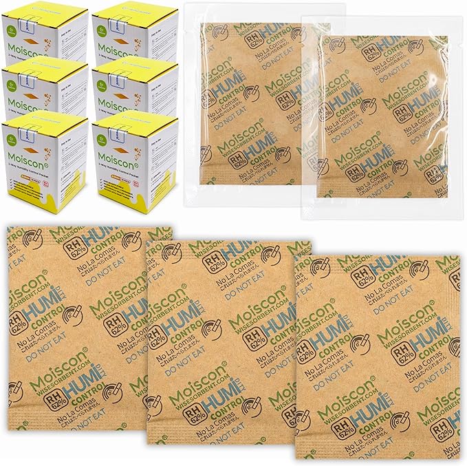 Wisesorb 90 Pack 62% RH 8 Gram Two-Way Humidity Control Packs for Storing 1 oz, Size 8 Moisture Control Packets Individually Wrapped