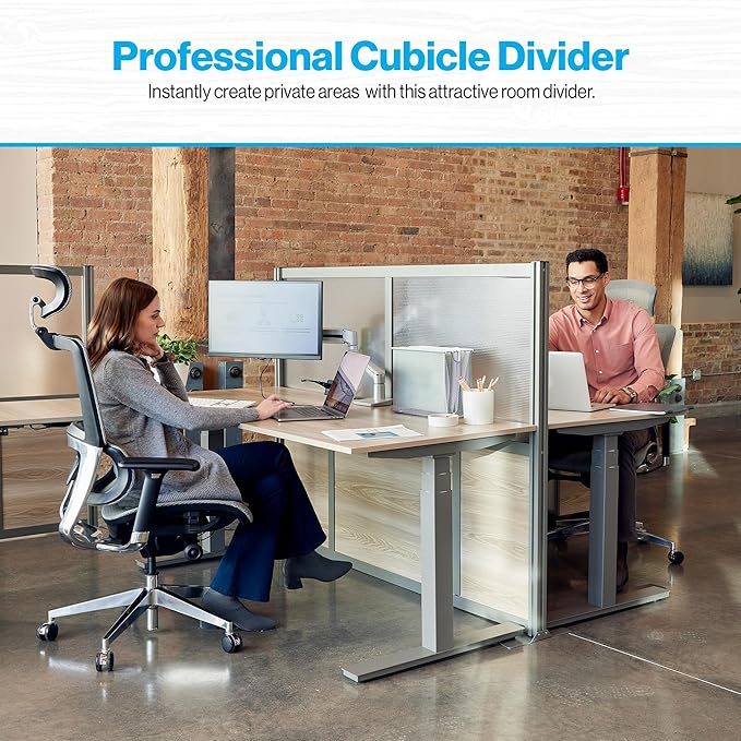 NBF Office Partitions - Cubicle Privacy Panel Wall Divider - Modern Room Separator with Quick Assembly - Indoor Laminate Free Standing Portable Room Divider Panel - 76" H x 96" W (Gray)