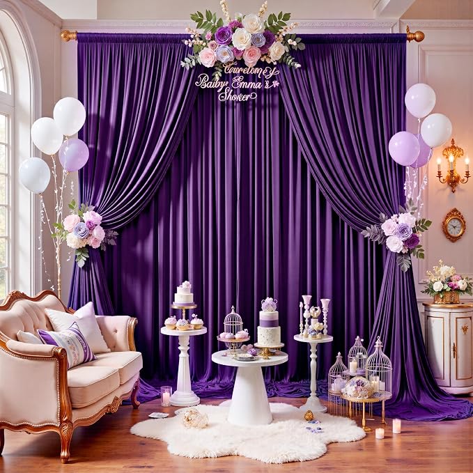 20ft x 12ft Purple Backdrop Curtains - Image 2