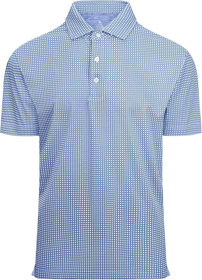 Alex Vando Mens Golf Shirt Moisture Wicking Classic Print Golf Shirts for Men
