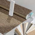 Persilux Smart Motorized Blinds with Remote, No Drill Automatic Roller Shades for Indoor Windows, Blackout Linen Fabric, Electric Blinds for Windows, Nature Brown C153BO-11, Custom Size
