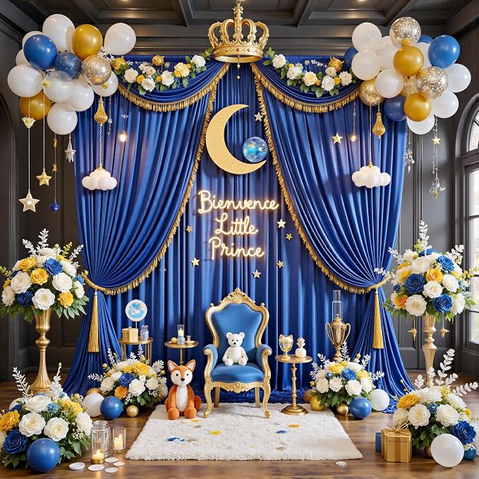 50ft x 12ft Wrinkle Free Royal Blue Backdrop Curtains - Image 3