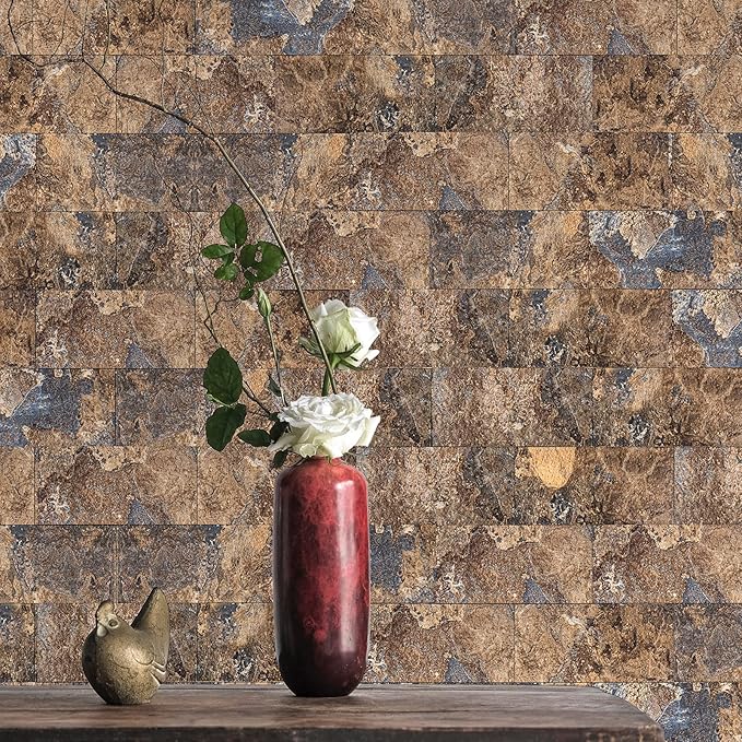 Art3d 102-Piece Peel and Stick Tile Backsplash for Kitchen Bathroom, 3in. × 6in. Stick on Subway Tile Rust Slate