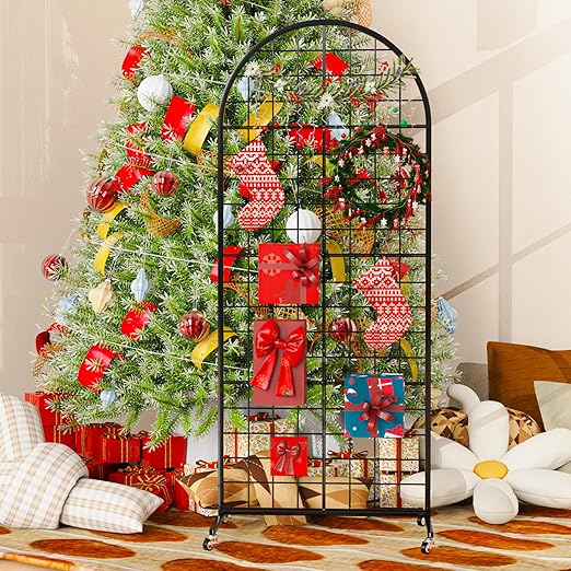 VGMiu Grid Wall Panel 1PCS Display Stand 2' x 5.2' FT Black Grid Wall Panels Movable Retail Display Racks Floorstanding Gridwall Heavy Duty with Wheel for Art Craft Photo Displays Fair Trade Show