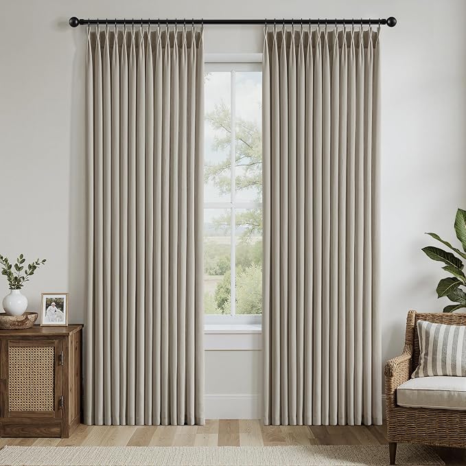 Memory Trained Pinch Pleated Curtains 92 Inches Long, Viral Linen Pinch Pleat - Image 2