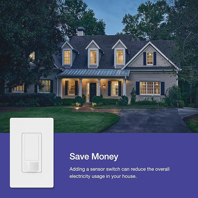Lutron Maestro Motion Sensor Light Switch Indoor for Bathroom, Garage, Laundry Room, Closet, Occupancy Sensor Light Switch, Single-Pole, No Neutral, MS-OPS5M-WH