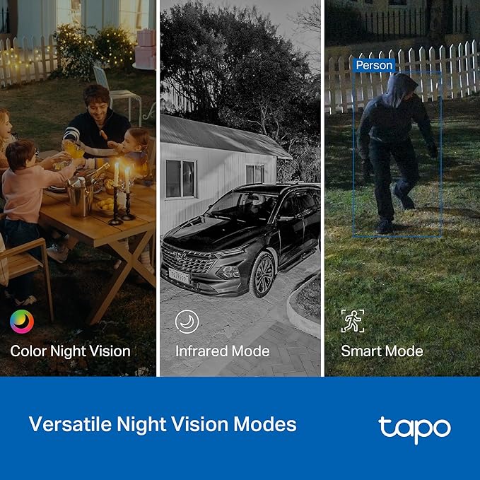 Tapo 2K Indoor/Outdoor Pan/Tilt Wired Security Camera - Baby Monitoring, Person & Baby Cry Detection, 360° Motion Tracking, Night Vision, No-Subscription Local Storage or Optional Cloud, C217 (2-Pack)