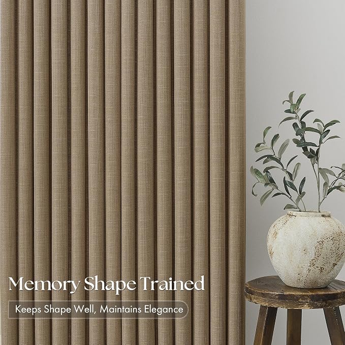 Extra Long 112 Inch Pinch Pleated Living Room Curtains 4 Panels Set, Light - Image 4