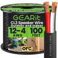 GEARit Outdoor Speaker Wire CL3 Rated, 12 Gauge Speaker Wire, Speaker Cable 100 ft for Outdoor Speakers, Patio, Garden, Backyard Audio, Direct Burial in Ground/in Wall, OFC (Black, 4-Conductors)