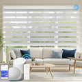 COOLWINDS Motorized Zebra Blinds for Windows Cordless Electric Curtains with Remote Control Blackout Shades Custom Smart Blinds Compatible with Alexa Google Home(95% Blackout Grey,W23 X 72in)