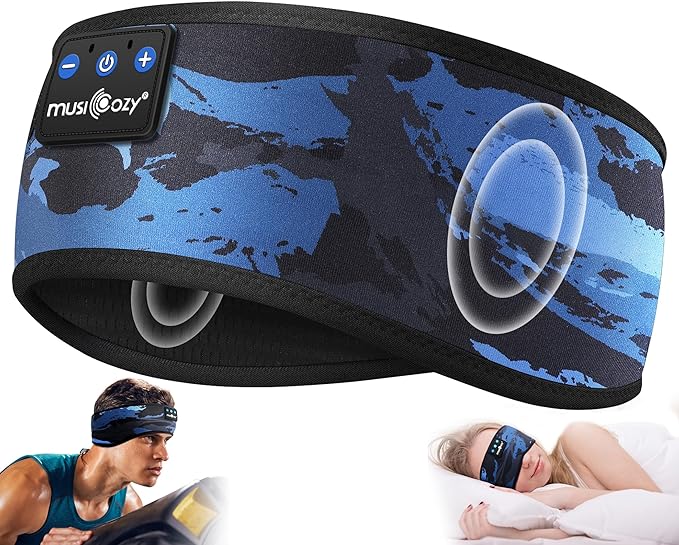 MUSICOZY Bluetooth 5.4 Sleep Headband Headphones, Wireless Sweatproof Earbuds for Sleeping, Sports, Workout, Running, Travel, Yoga - Ideal Gift for Men & Women