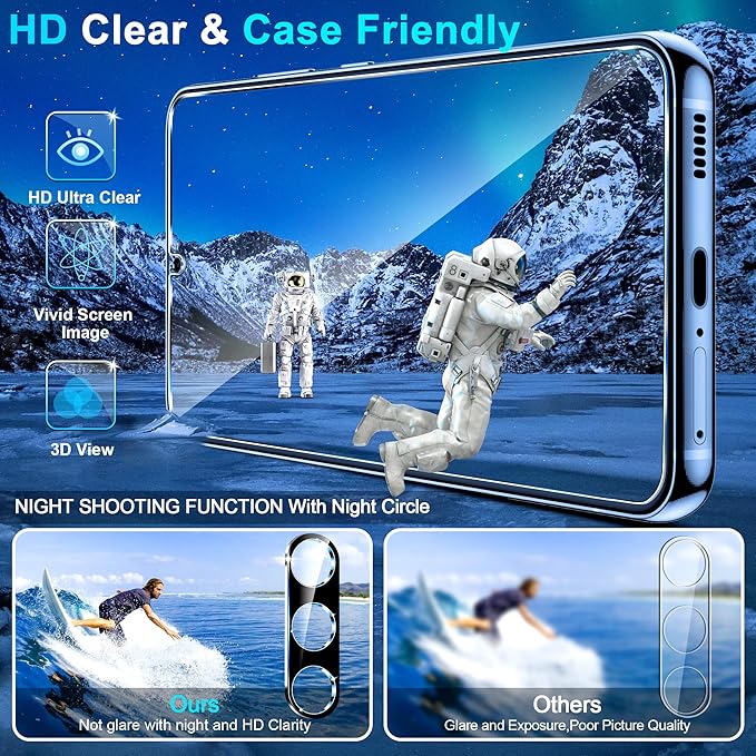 Pack Galaxy S25 FE Screen Protector, HD Clear Tempered Glass, Fingerprint Unlock - Image 3