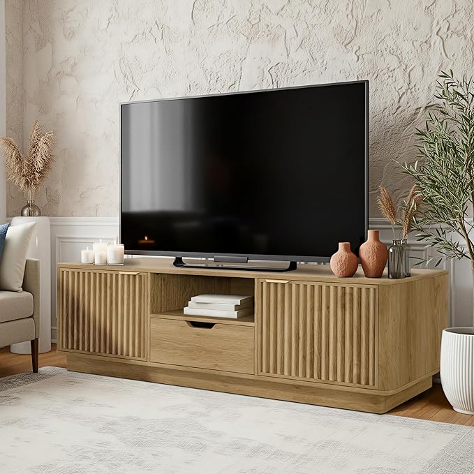 Lab Cosi TV Stand for TVs up to 80'',Modern TVStand with Drawer Storage,TV Console with Adjustable Shelve Storage