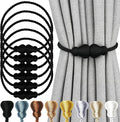 Nieffeiy Magnetic Curtain Tiebacks Outdoor Curtain Tie Backs Rope Decorative Magnetic Curtain Holders for Drapes Window Treatment Holdbacks, Black 6Pack