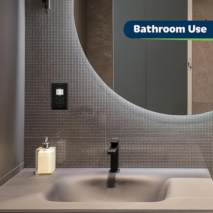 TOPGREENER in Wall PIR Motion Sensor Light Switch, Occupancy Sensor Switch, 𝐍𝐞𝐮𝐭𝐫𝐚𝐥 𝐖𝐢𝐫𝐞 𝐑𝐞𝐪𝐮𝐢𝐫𝐞𝐝, On/Off Override, 𝐒𝐢𝐧𝐠𝐥𝐞 𝐏𝐨𝐥𝐞, 4A, 500W, TSOS5-BKWP,Black,2 Pack