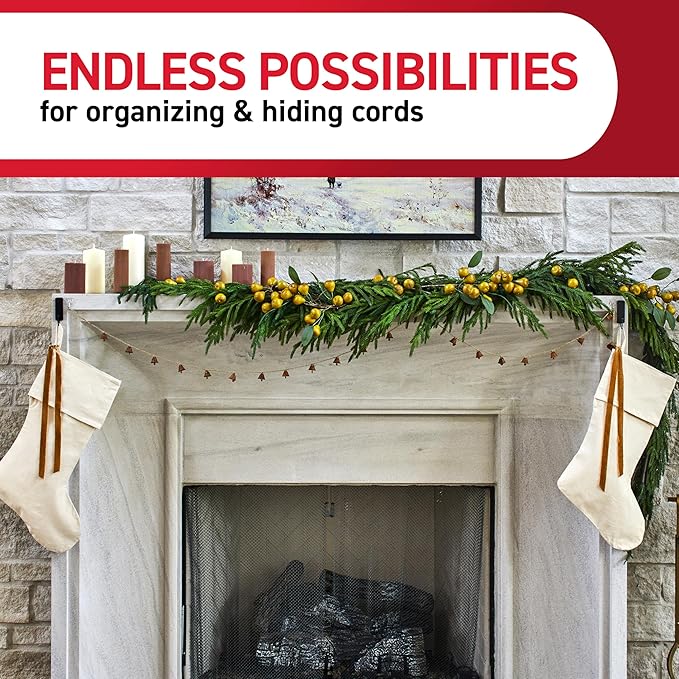 Command Garland Holder, Fireplace Mantle Garland Holder for Displaying Garlands, Wreaths, and Holiday Decor Without Leaving Damage, Holes, or Residue, Holds 2lbs, Green, 6 Pack