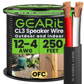 GEARit Outdoor Speaker Wire CL3 Rated, 12 Gauge Speaker Wire, Speaker Cable 250 ft for Outdoor Speakers, Patio, Garden, Backyard Audio, Direct Burial in Ground/in Wall, OFC (Black, 4-Conductors)
