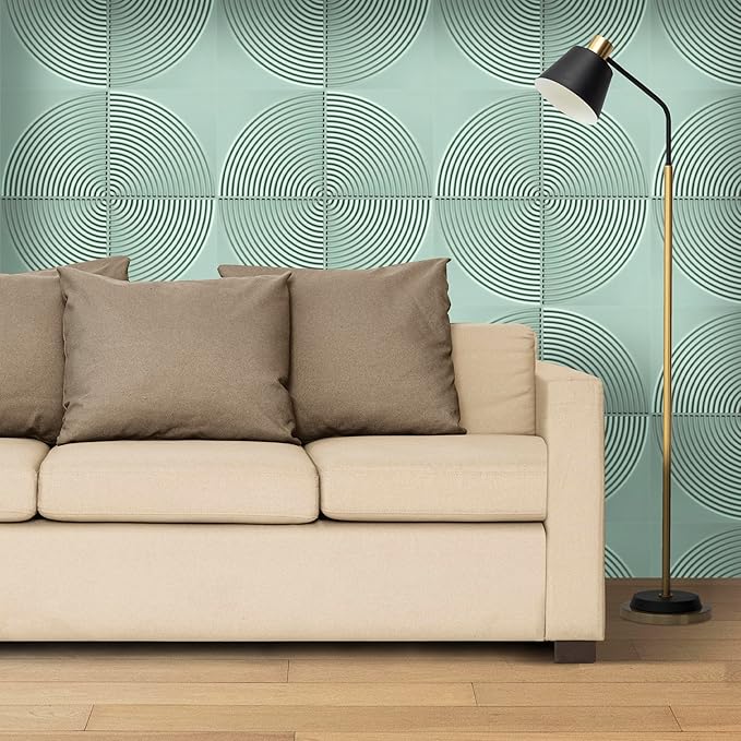 From Plain To Beautiful In Hours 9002 Arc Swell PVC 12 in x 12 in Peel and Stick Wall Panels (Covers / 10 sq.ft), Edge Water, 10 Piece