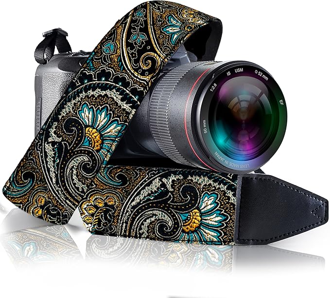 Art Tribute Camera Strap, Vintage Embroidered Neck Shoulder & Crossbody Camera by ArtTribute