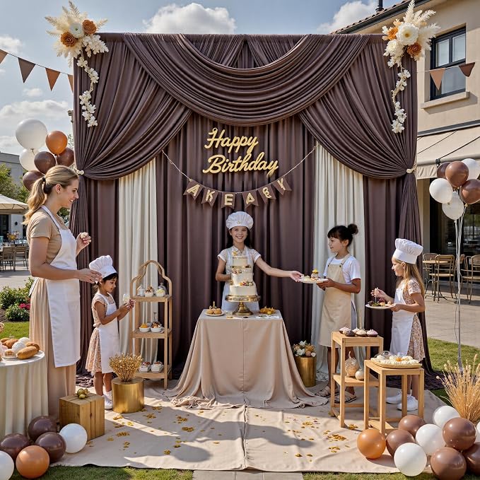 50ft x 12ft Brown Backdrop Curtains - Image 2