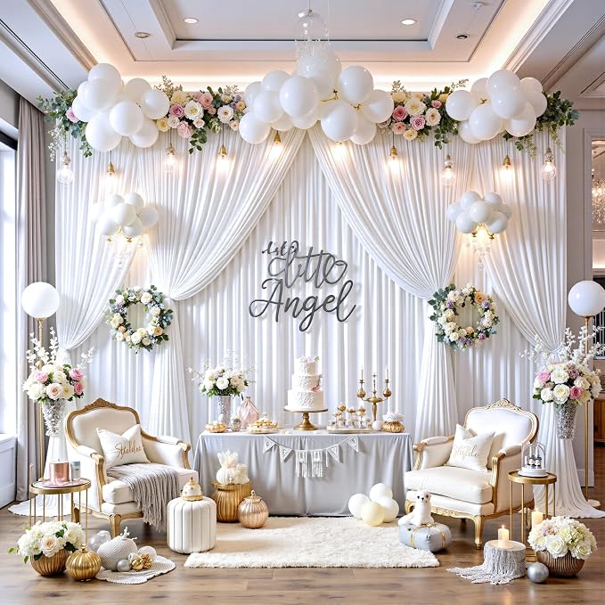30ftx12ft Wrinkle Free White Backdrop Curtains - Image 4