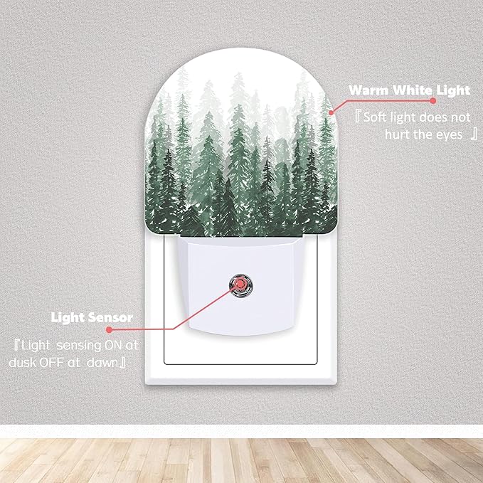 Axxitude Christmas Tree Forest Night Lights Plug into Wall for Girls Boys Room,Night Light LED Lamp Dusk to Dawn Sensor Round Lamp for Bedroom Bathroom Hallway Home Wall Decor Nightlight