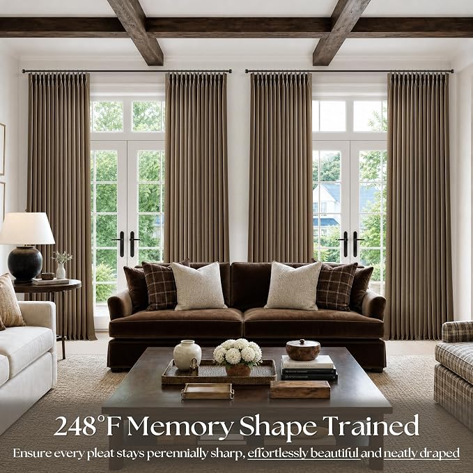 Chocolate Brown Pinch Pleated Linen Curtains 84 Inches Long - Image 7