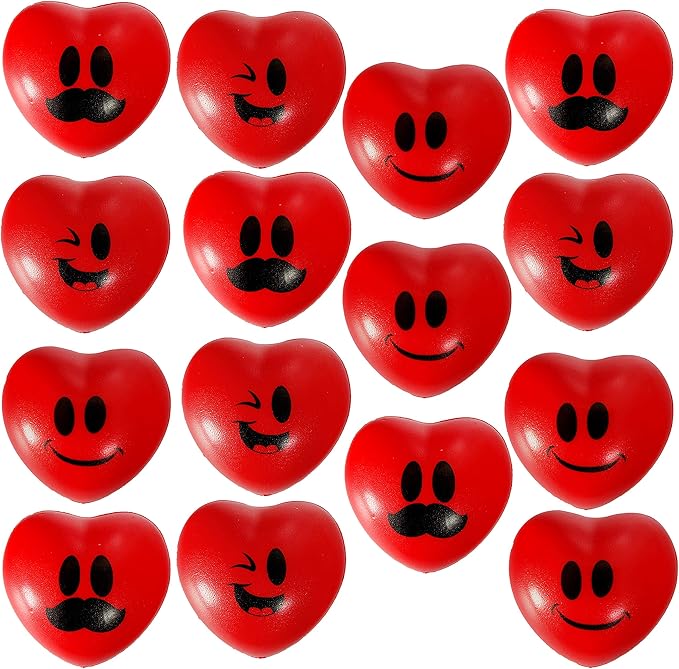 JOYIN 15 PCS Valentines Day Heart Shaped Stress Relief 3“ Balls for Kids Party Favors, School Classroom Exchange Prizes Gift