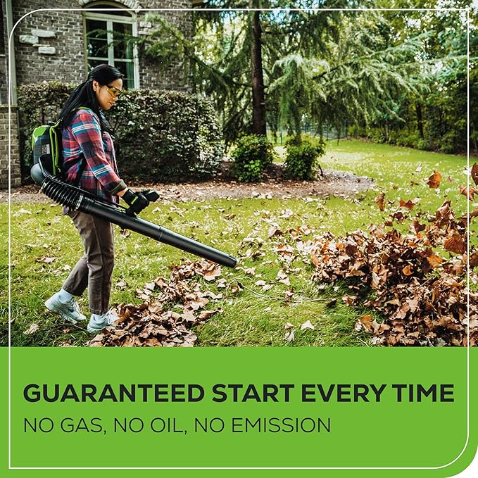 Greenworks 60V 550 CFM Brushless Backpack Blower, 5.0Ah Battery and 6A Charger