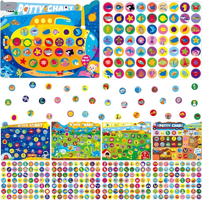 Potty Training Sticker Chart for Kids, 15 Incentive Potty Charts & 630 Stickers by Stickyourhappymoment