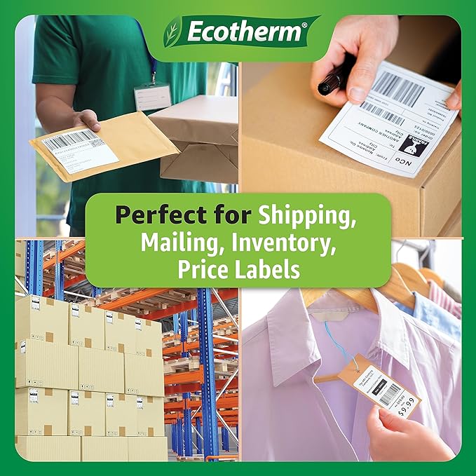 2" x 1.5" Thermal Labels | 6 Rolls | 8220 Labels | fits Zebra, Munbyn, Rollo, Godex, Arkscan, iDPRT, Offnova Thermal Label Printers and More | Blank White Adhesive Stickers by Ecotherm